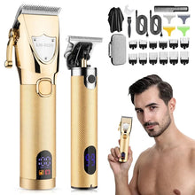 Load image into Gallery viewer, Cordless Professional Trimmer All Metal Body Low Noise Electric Hair Clipper 2 in 1 Set with Travel Bag for Men
