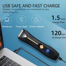 Load image into Gallery viewer, Men's Electric Groin Hair Trimmer Pubic Hair Trimmer Body Grooming Clipper for Men Bikini Epilator Rechargeable Shaver Razor
