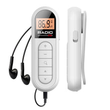 Load image into Gallery viewer, Mini Portable Pocket FM Radio 76-108MHZ Radio Receiver with Backlight LCD Display Wired 3.5mm Headphones Support Type-c Charging

