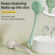 Load image into Gallery viewer, USB Waterproof Double Handle Electric Rotating Silicond Bath Brush Multi Functional Body Shower Cleaner with 4 Brush Heads
