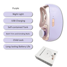 Load image into Gallery viewer, 2 IN 1 Electric Nail Clipper Cutter With LED Light Automatic Nail Grinder Trimmer For Baby Adult Manicure Tools Nails Clippers

