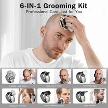 Load image into Gallery viewer, Men's Bald Head Electric Shaver 9 Blades Floating 6In1 Heads Beard Nose Ear Hair Trimmer Clipper Facial Brush Rechargeable Razor
