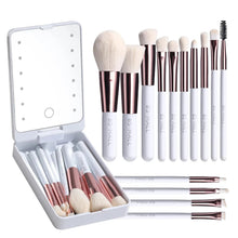 Load image into Gallery viewer, Versatile Luxurious Makeup Brush Set with Mini LED Light Mirror - Flawless for Daily Use or Travel
