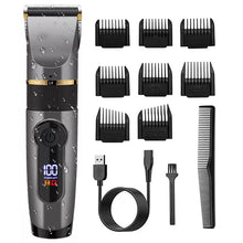 Load image into Gallery viewer, Professional Cordless Hair Trimmer For Men Kit Adjustable Beard &amp; Body Hair Clipper Electric Rechargeable Haircut Machine Washable
