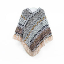 Load image into Gallery viewer, Patchwork Shawl Knitted Striped Print Cardigans Women Poncho Autumn Winter Clothing Sleeveless Sweater Cape Coats
