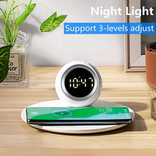 Load image into Gallery viewer, Wireless Charger Pad Stand Alarm Clock LED Desk Lamp Night Light 15W Phone Fast Charging Station Dock for iPhone Samsung Xiaomi
