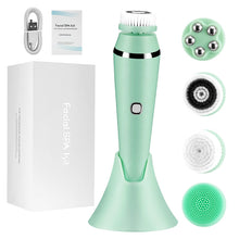 Load image into Gallery viewer, Electric 4 in1 Face Cleansing Brush Sonic Blackhead Exfoliating Face Cleaner Skin Tightening Massager Home Skin Care
