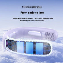 Load image into Gallery viewer, Mini Portable Battery Rechargeable Camp Hands Free Neck Fan Mini Wearable Hanging Neck Cooling Fan for Outdoor Motion Travel
