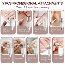 Load image into Gallery viewer, Cordless Electric Nail File Set Portable Nail Drill Machine for Hand Foot Care Tool for Calluses Thick Nails Grind Trim Polish
