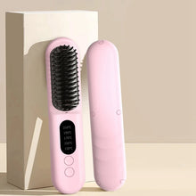 Load image into Gallery viewer, Wireless Hair Straightener Brush Fast Heated Straightener Brush Negative Ions Hair Curler Portable Heating Comb Easy To Use
