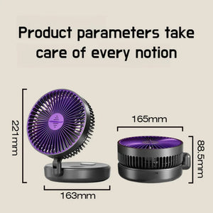 6 Inch Multifunctional Foldable Glow-in-the-dark Fan Desktop USB Mute Mini Fan 4-in-1 5-speed Adjustment Air Circulation Fan