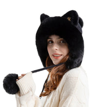Load image into Gallery viewer, Cute Knitted Hat Winter Female Cartoon Cat Ears Beanie Cap
