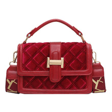 Load image into Gallery viewer, Velvet Wide Shoulder Strap Crossbody Small Square Bag
