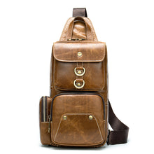 Load image into Gallery viewer, Brown Leather Soft Surface Chest Bag
