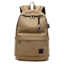 Load image into Gallery viewer, Unisex Canvas Backpack With USB Charging Port
