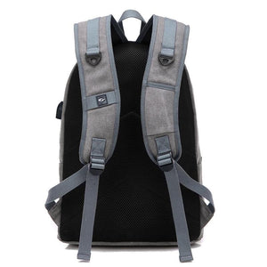 Unisex Canvas Backpack With USB Charging Port