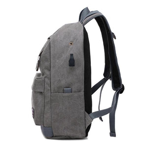 Unisex Canvas Backpack With USB Charging Port