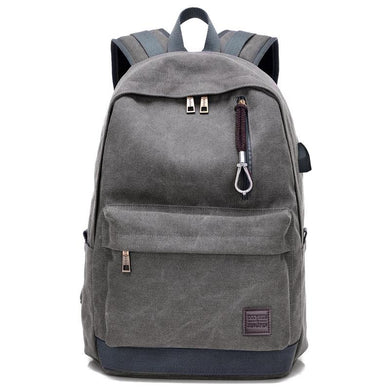 Unisex Canvas Backpack With USB Charging Port