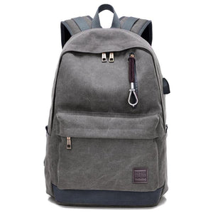 Unisex Canvas Backpack With USB Charging Port