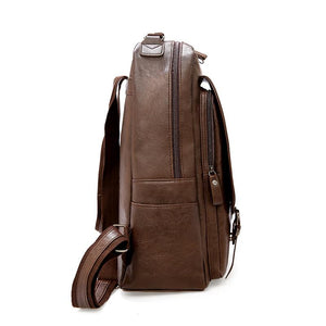 Male Pu Leather Casual Backpack