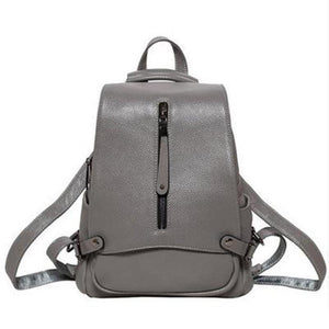 High Quality Solid Color Fashion Leather Backpack For Women