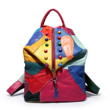 Load image into Gallery viewer, Cowhide Stitching Fashion Leather Backpack For Women
