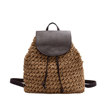 Load image into Gallery viewer, Straw Woven Hollow Beach Backpack With Fur Cover
