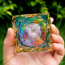 Load image into Gallery viewer, Handmade Amethyst Crystal Sphere Orgone Pyramid
