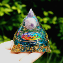 Load image into Gallery viewer, Handmade Amethyst Crystal Sphere Orgone Pyramid
