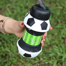 Load image into Gallery viewer, Football Soccer Silicone Water Bottle with Straw Foldable
