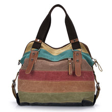 Load image into Gallery viewer, Europe and America Color Contrast Rainbow Stripe Canvas Bag
