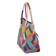 Load image into Gallery viewer, European American Style Colorful Leather Stitching Handbag
