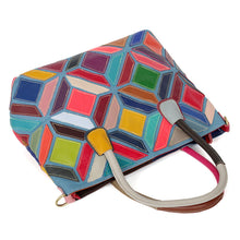 Load image into Gallery viewer, European American Style Colorful Leather Stitching Handbag
