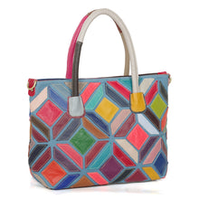 Load image into Gallery viewer, European American Style Colorful Leather Stitching Handbag
