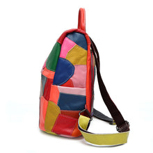 Load image into Gallery viewer, Large-capacity Leather Lady's Retro Stitching Backpack
