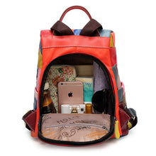 Load image into Gallery viewer, Large-capacity Leather Lady's Retro Stitching Backpack
