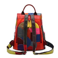 Load image into Gallery viewer, Large-capacity Leather Lady's Retro Stitching Backpack
