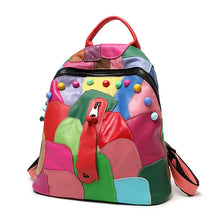 Load image into Gallery viewer, Large Capacity Leather Geometric Pattern Stitching Backpack
