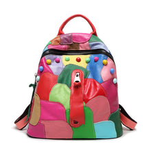 Load image into Gallery viewer, Large Capacity Leather Geometric Pattern Stitching Backpack
