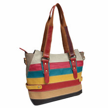 Load image into Gallery viewer, Women's Geometric Pattern Leather Casual Stripe Shoulder Bag
