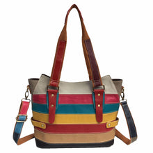 Load image into Gallery viewer, Women's Geometric Pattern Leather Casual Stripe Shoulder Bag
