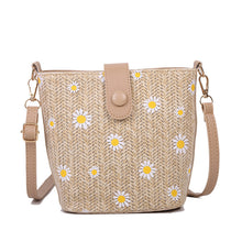 Load image into Gallery viewer, Female Popular Single Shoulder Straw Messenger Bucket Bag
