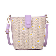 Load image into Gallery viewer, Female Popular Single Shoulder Straw Messenger Bucket Bag
