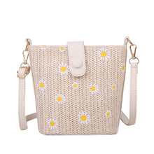 Load image into Gallery viewer, Female Popular Single Shoulder Straw Messenger Bucket Bag
