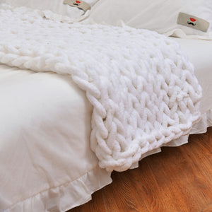 Handmade Coarse Yarn Knitted Chenille Rod Knitted Blanket