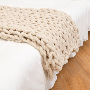 Handmade Coarse Yarn Knitted Chenille Rod Knitted Blanket