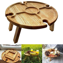 Load image into Gallery viewer, Wooden Outdoor Folding Picnic-table With Glass Holder

