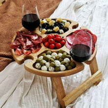 Load image into Gallery viewer, Wooden Outdoor Folding Picnic-table With Glass Holder
