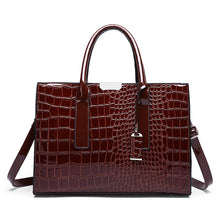 Load image into Gallery viewer, European Style Solid Color Crocodile Pattern Handbag
