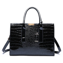Load image into Gallery viewer, European Style Solid Color Crocodile Pattern Handbag
